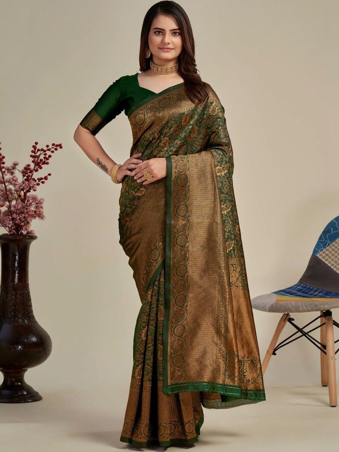 VS MALL Ethnic Motifs Zari Banarasi Saree - view 1