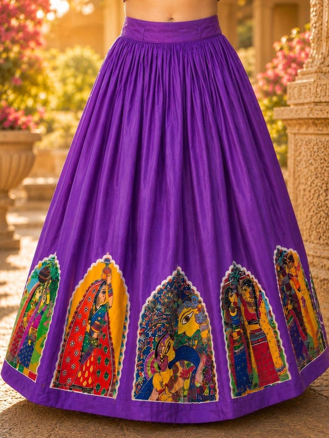Sangria Girls Printed Kalamkari Ready to Wear Lehenga & thumbnail 3