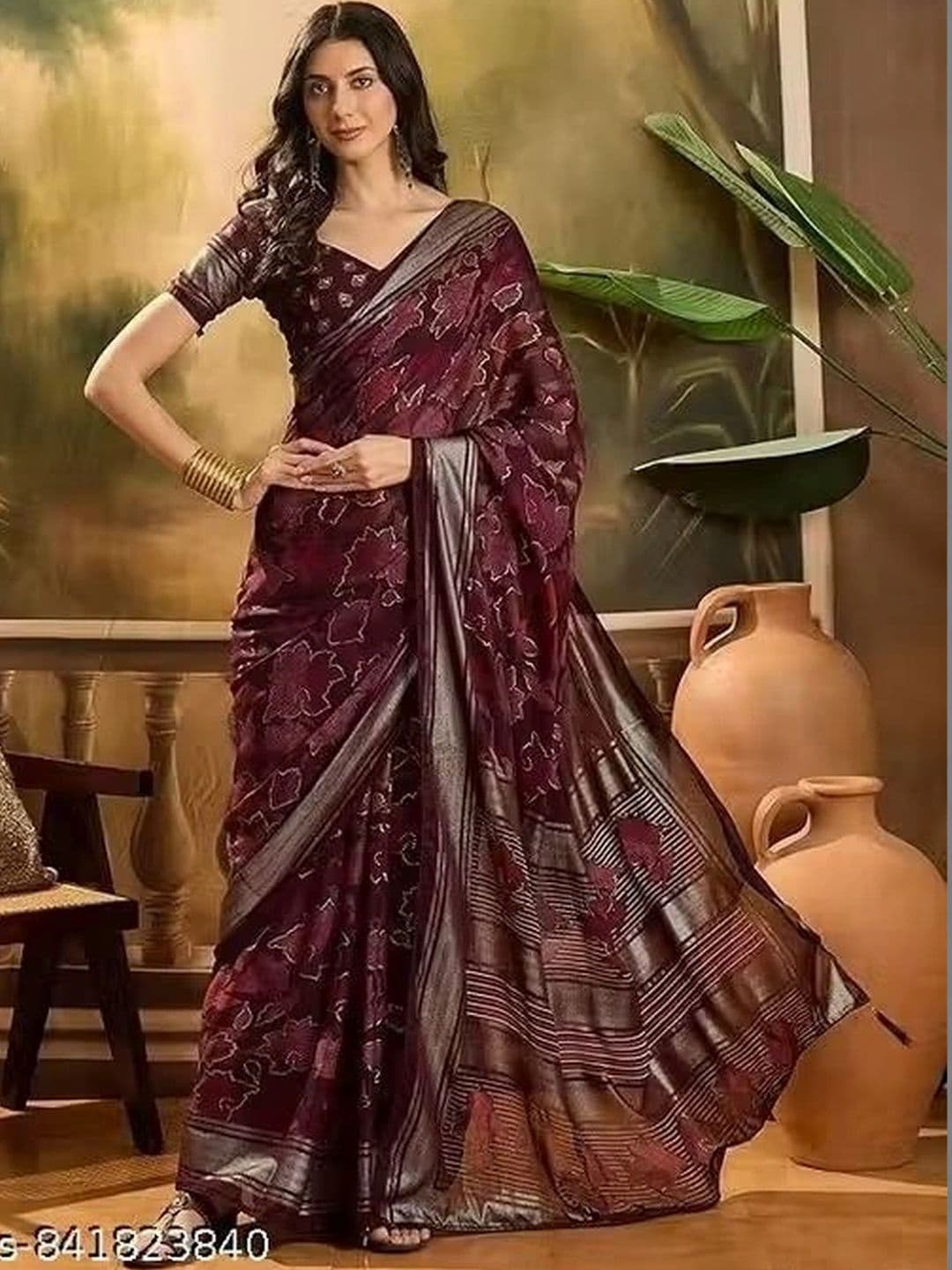 RENBRIZA Floral Poly Georgette Saree thumbnail 2
