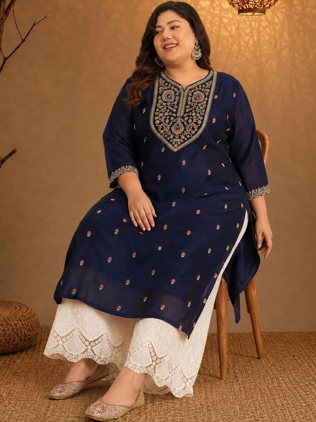 FULL BLOOM Women Ethnic Motifs Embroidered Thread Work Kurta thumbnail 5