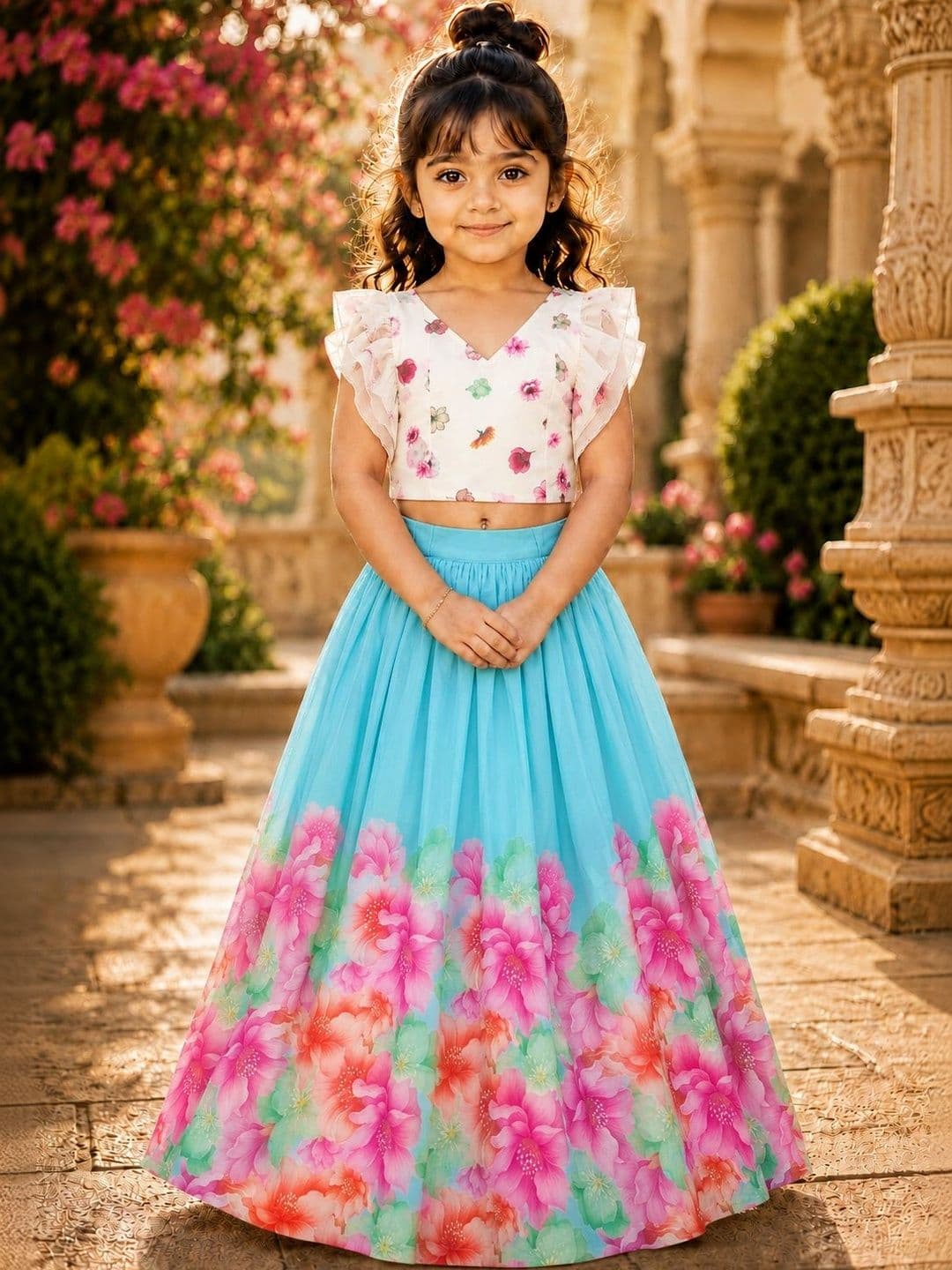 Sangria Girls Printed Ready to Wear Lehenga & - view 1
