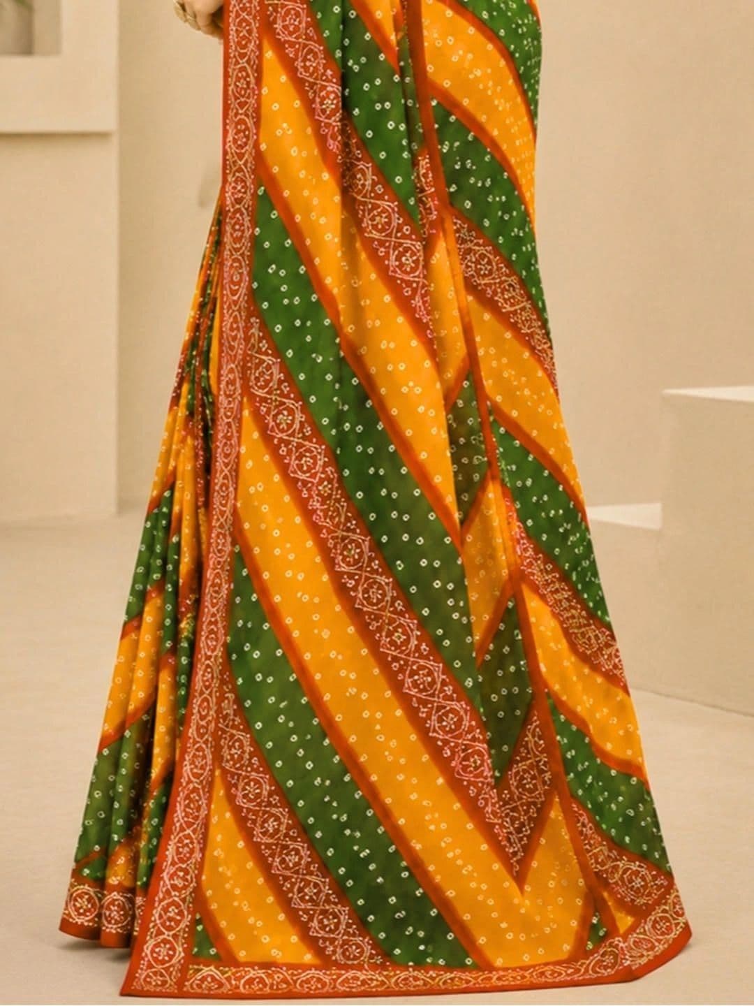 SAMANTHA Bandhani Poly Georgette Leheriya Saree thumbnail 6