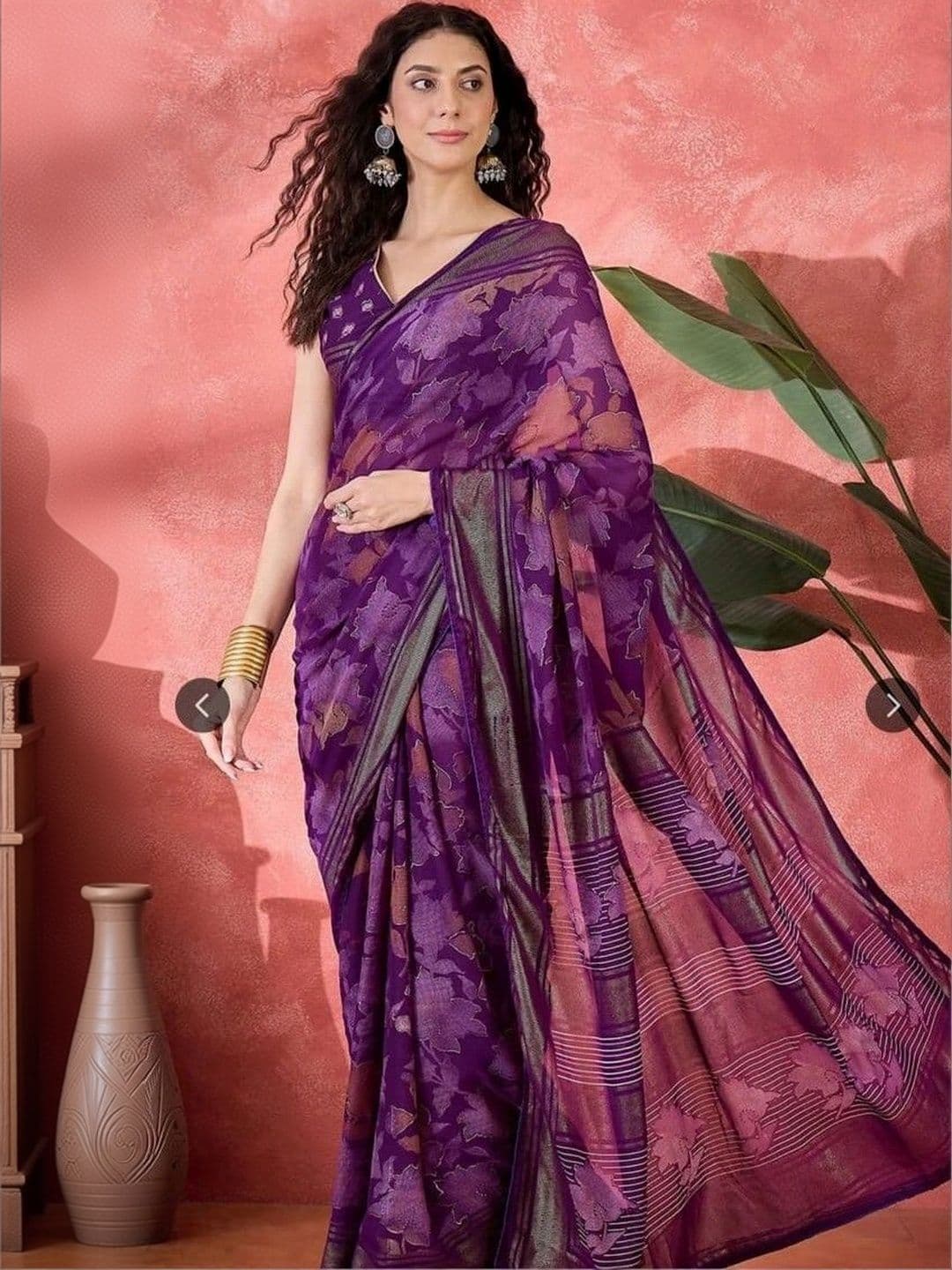 RENBRIZA Woven Design Zari Poly Georgette Saree thumbnail 6