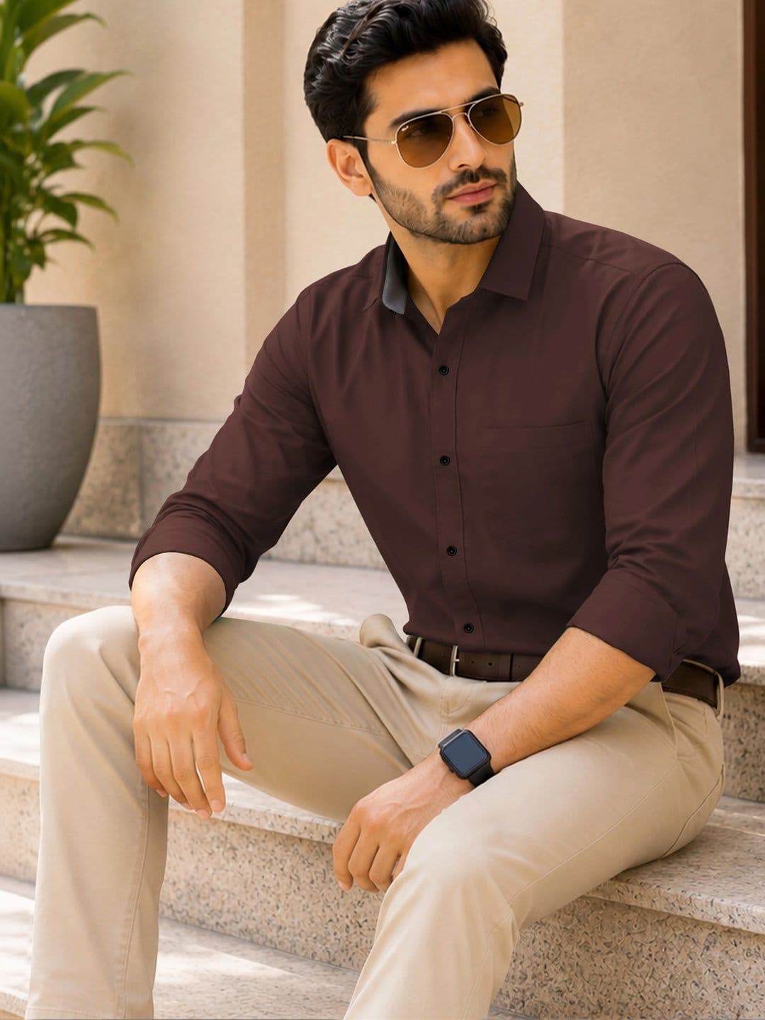 VeBNoR Men Standard Solid Spread Collar Casual Shirt thumbnail 4