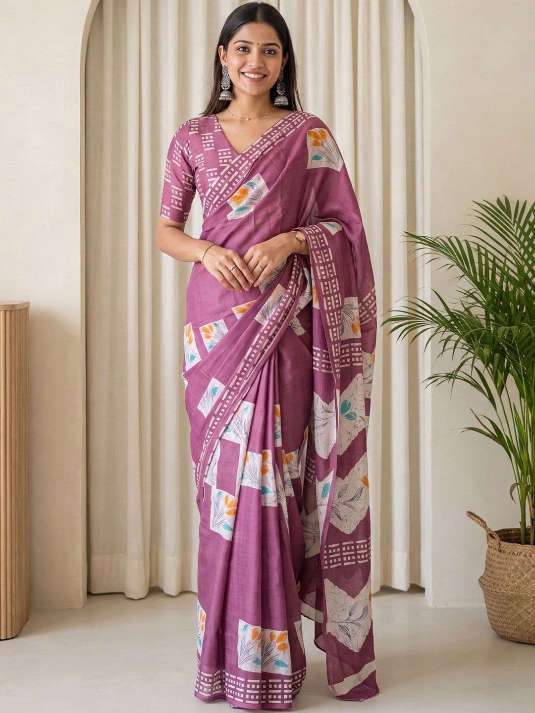 Anouk Designer Block Print Saree - view 1