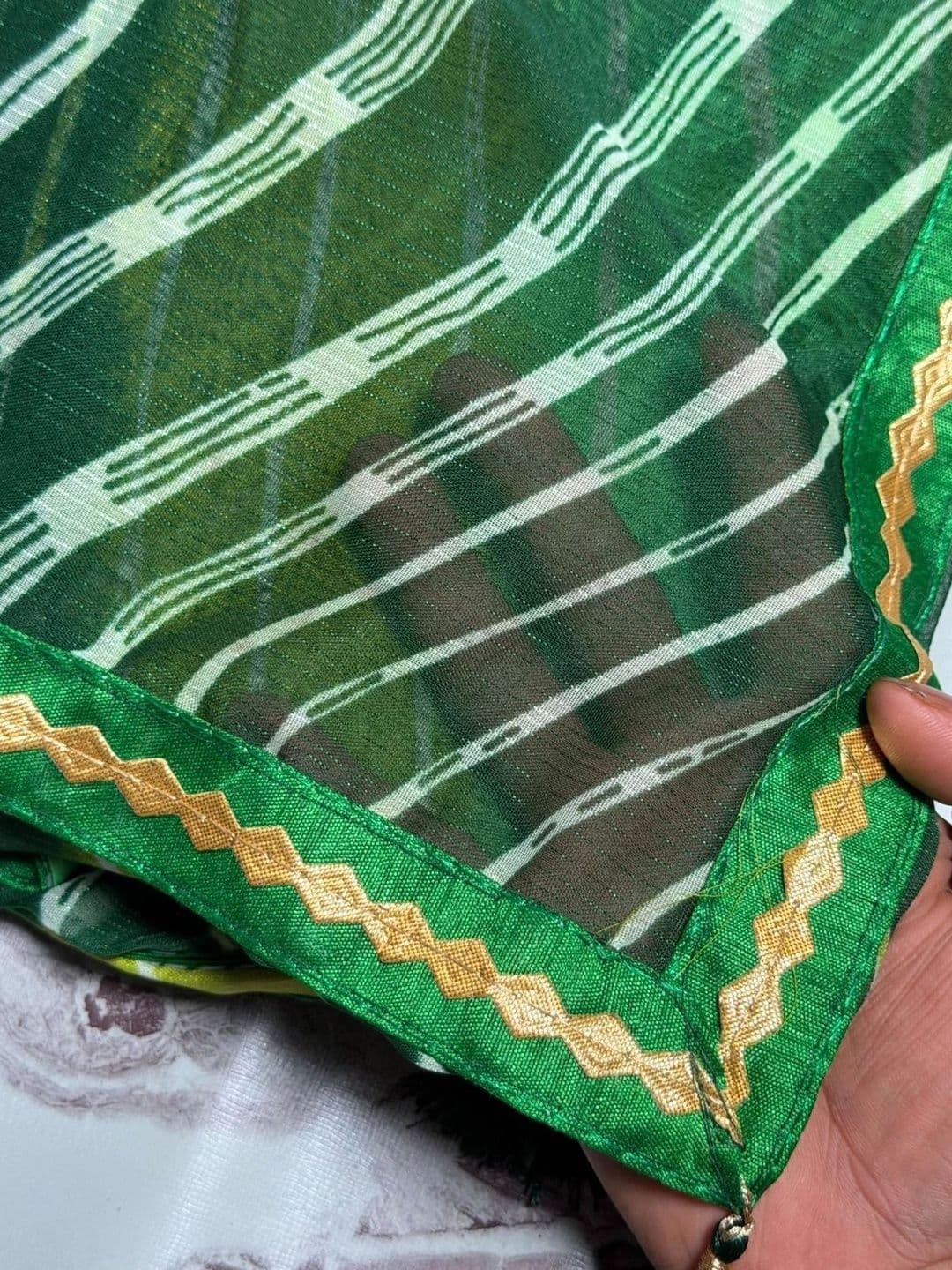 RENBRIZA Leheriya Poly Georgette Saree thumbnail 3