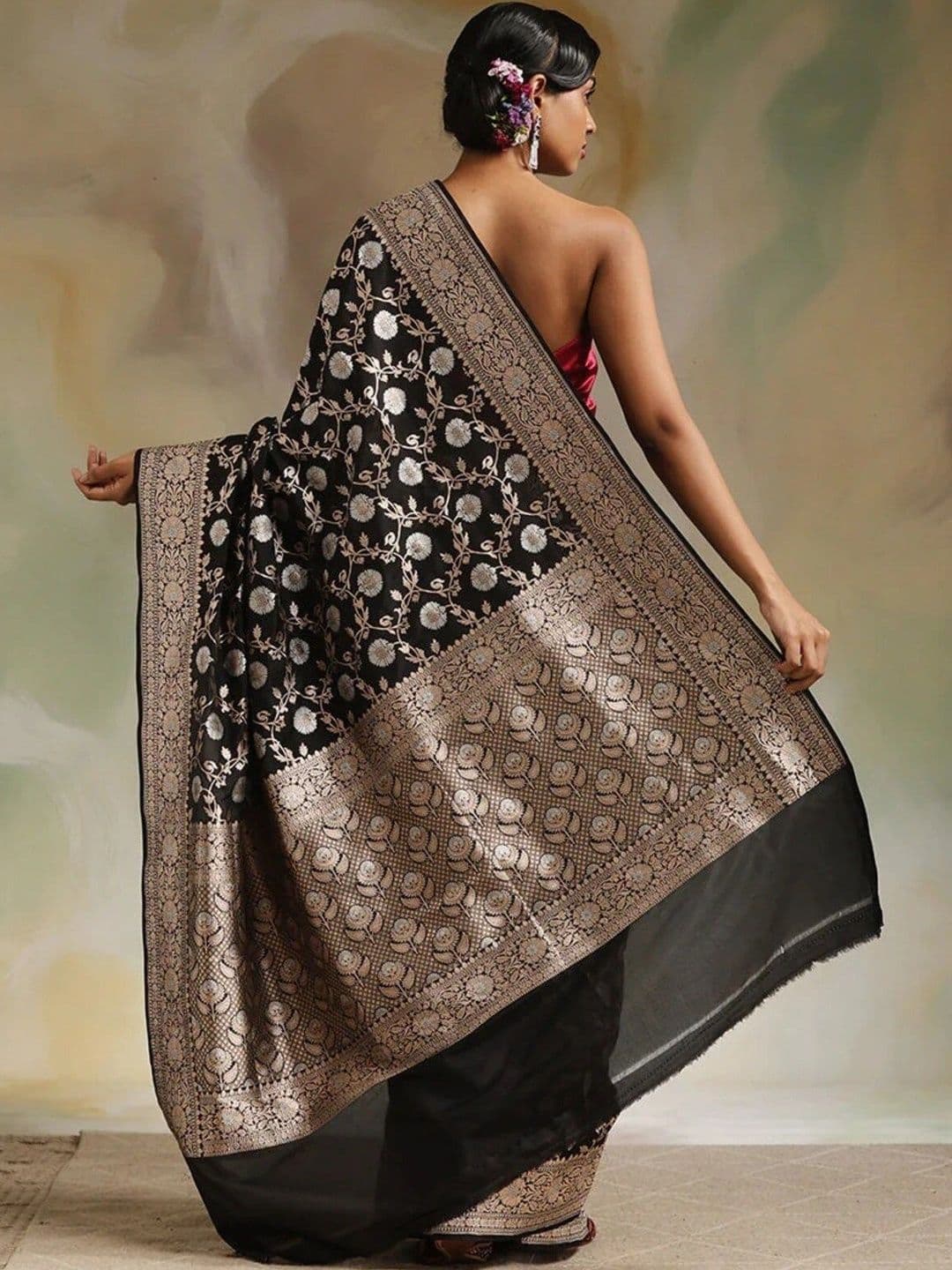 VS MALL Ethnic Motifs Zari Banarasi Saree thumbnail 3