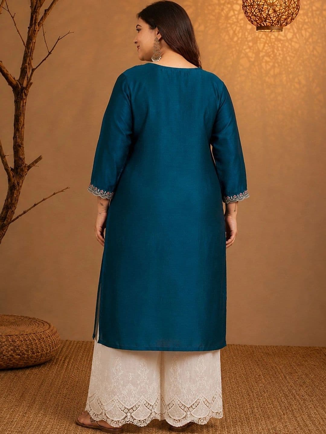 FULL BLOOM Women Ethnic Motifs Embroidered Thread Work Kurta thumbnail 4