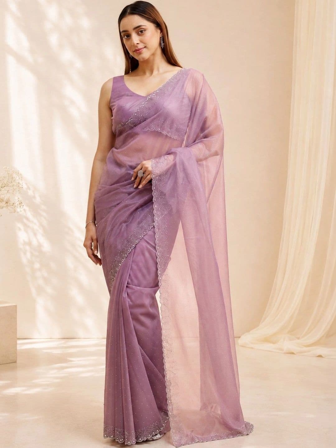 kasee Embellished Embroidered Supernet Saree - view 1