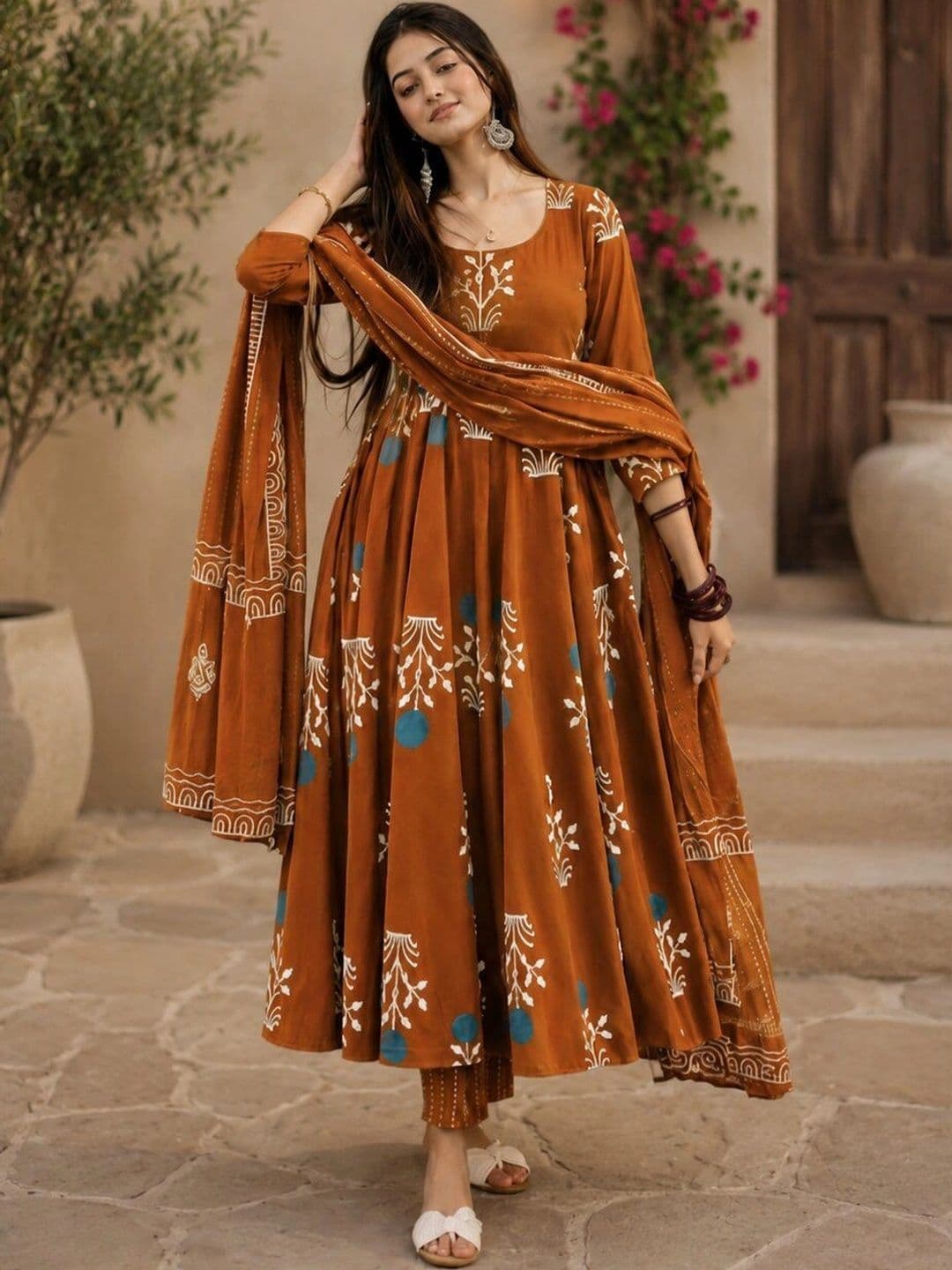 Chhipa Prints Women Ethnic Motifs Printed Empire Kurta with Trousers & With Dupatta thumbnail 4