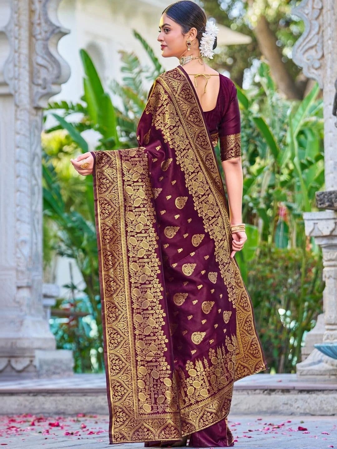 VS MALL Ethnic Motifs Zari Banarasi Saree thumbnail 2