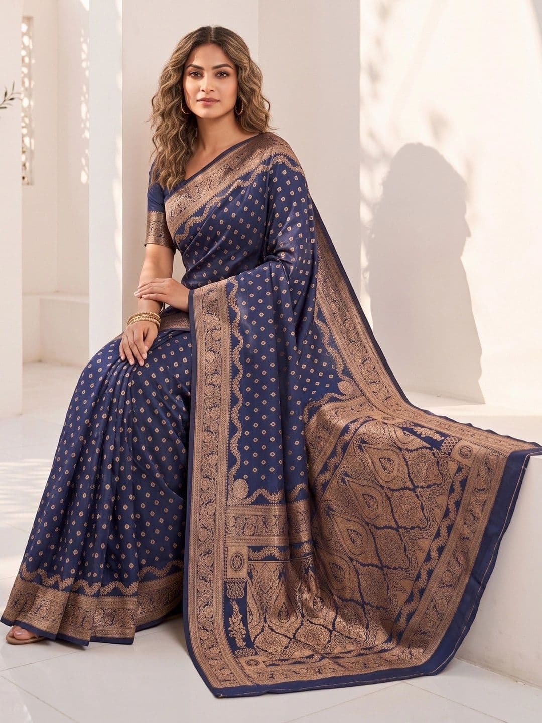 ROOP RADHIKA Woven Design Zari Silk Blend Designer Banarasi Saree thumbnail 4
