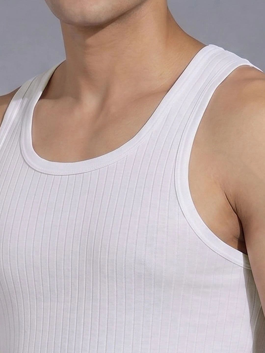 XYXX Men Solid Nova Super Combed Cotton White Round Neck Innerwear Vest thumbnail 4