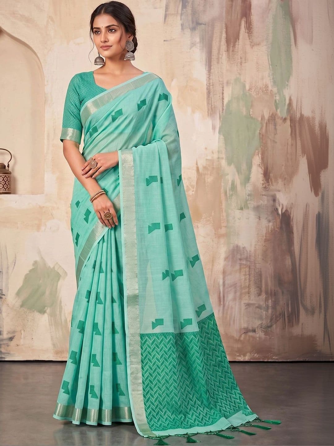 Dhaaga Ghar Woven Design Linen Blend Designer Saree - view 1