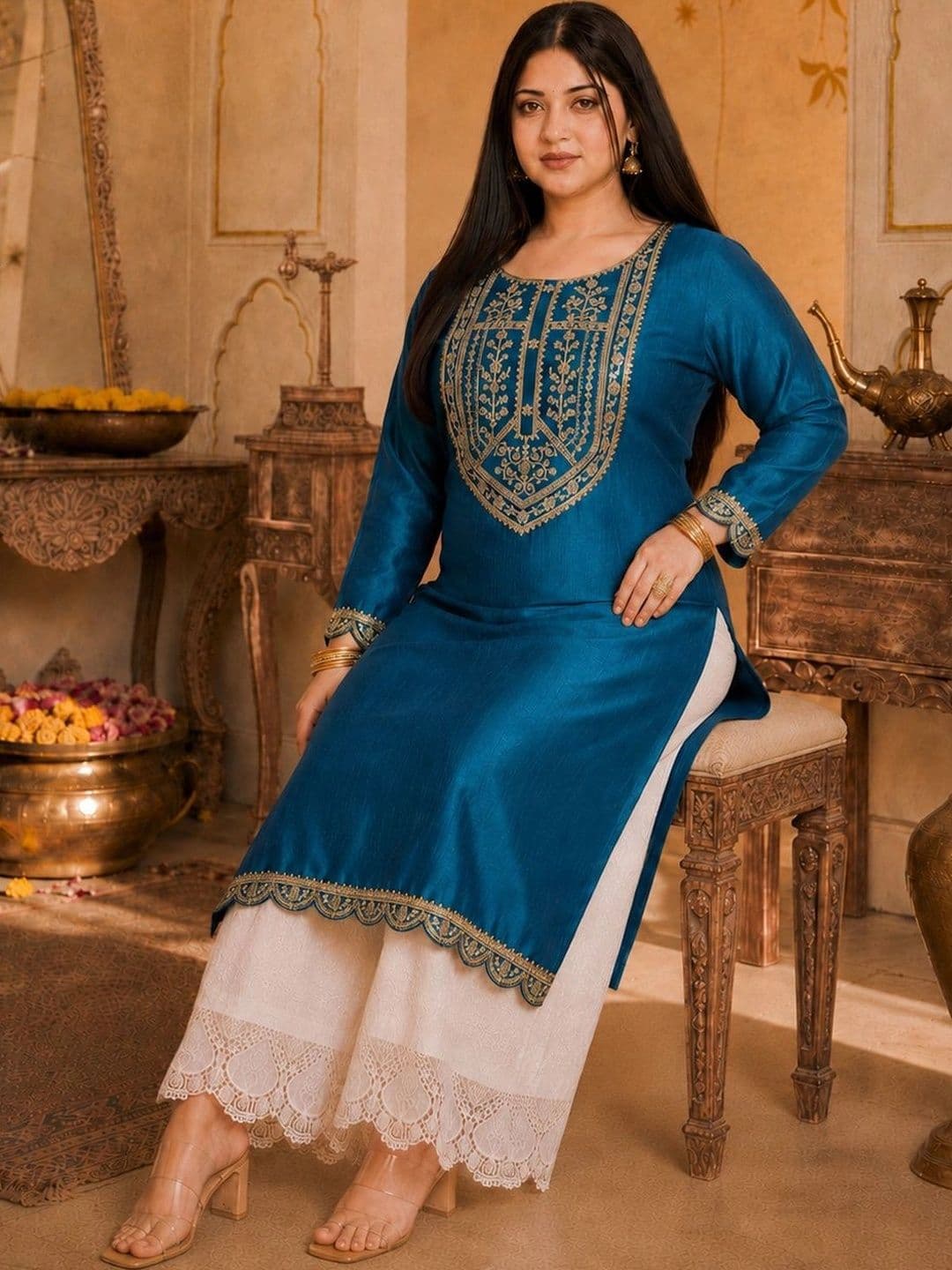 FULL BLOOM Women Ethnic Motifs Embroidered Kurta thumbnail 7