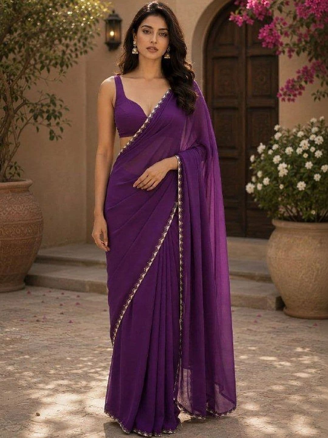 shreecre Pure Georgette Saree - view 1