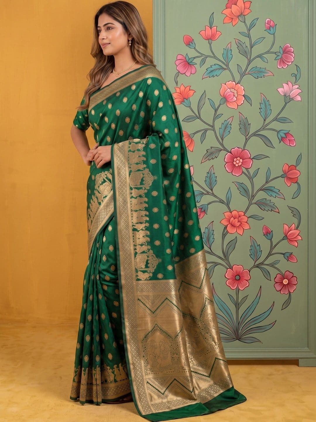 ROOP RADHIKA Woven Design Zari Silk Blend Designer Banarasi Saree thumbnail 3