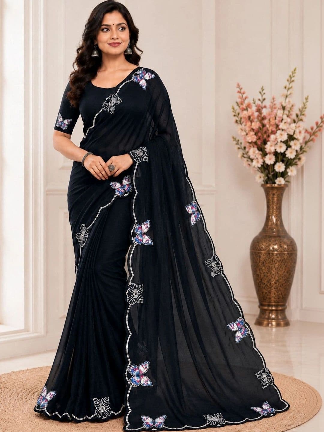 RENBRIZA Poly Georgette Saree - view 1