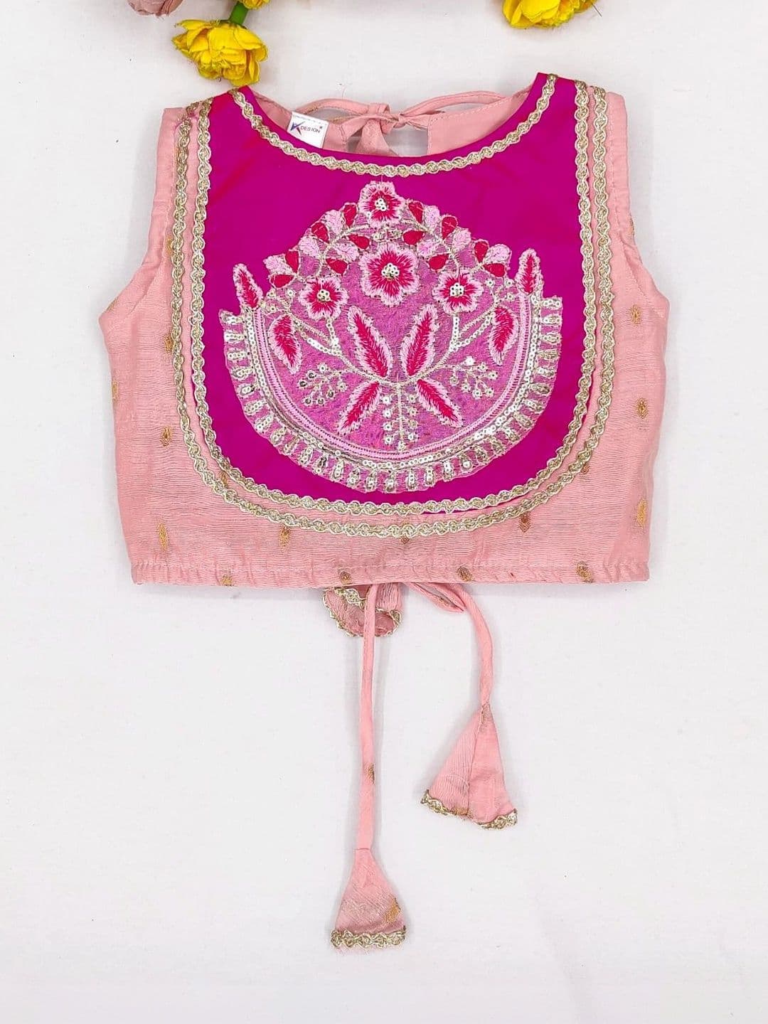 Sangria Girls Embroidered Sequinned Ready to Wear Lehenga & Blouse With Dupatta thumbnail 3