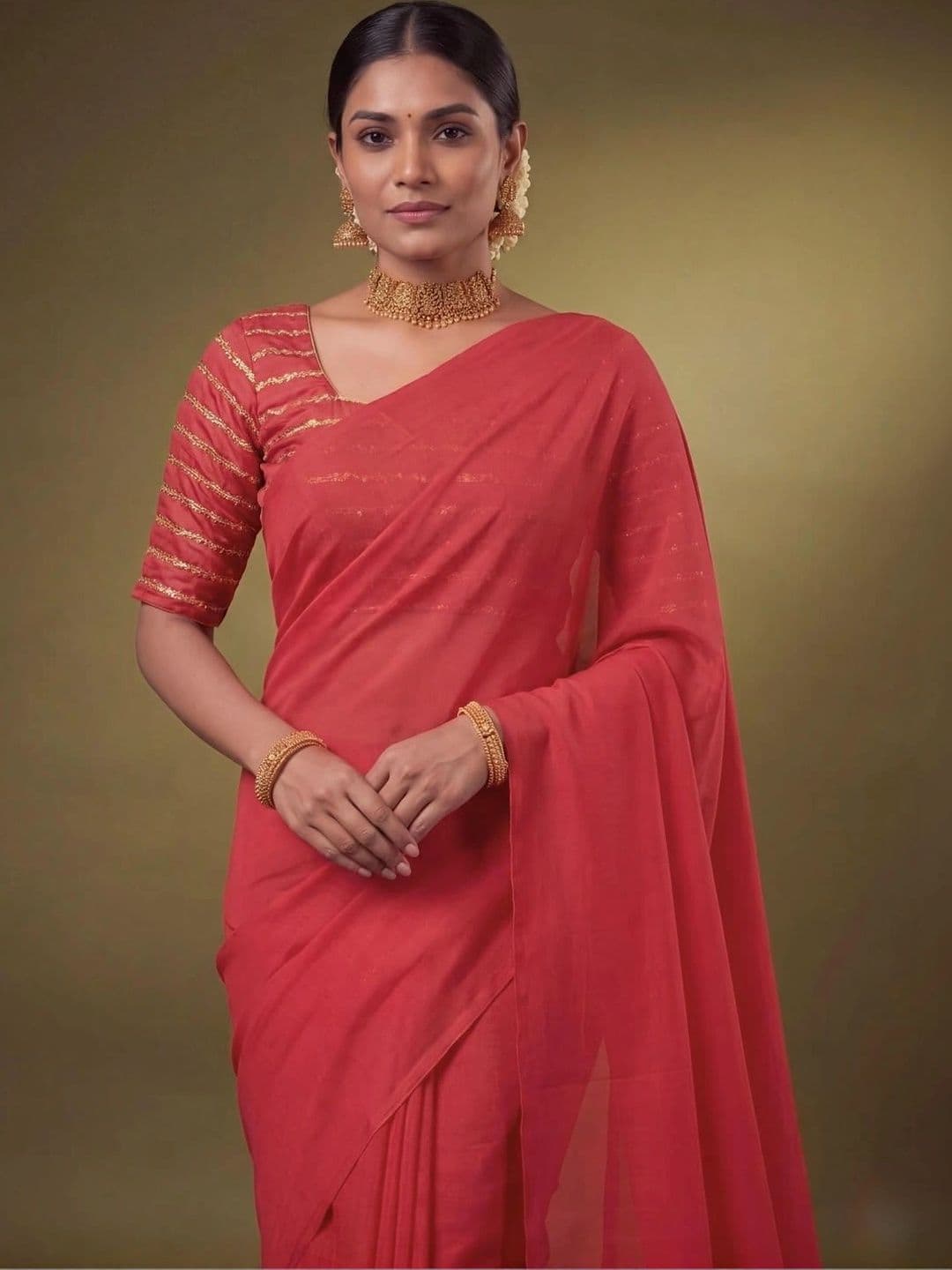 SAMANTHA Poly Georgette Saree thumbnail 2