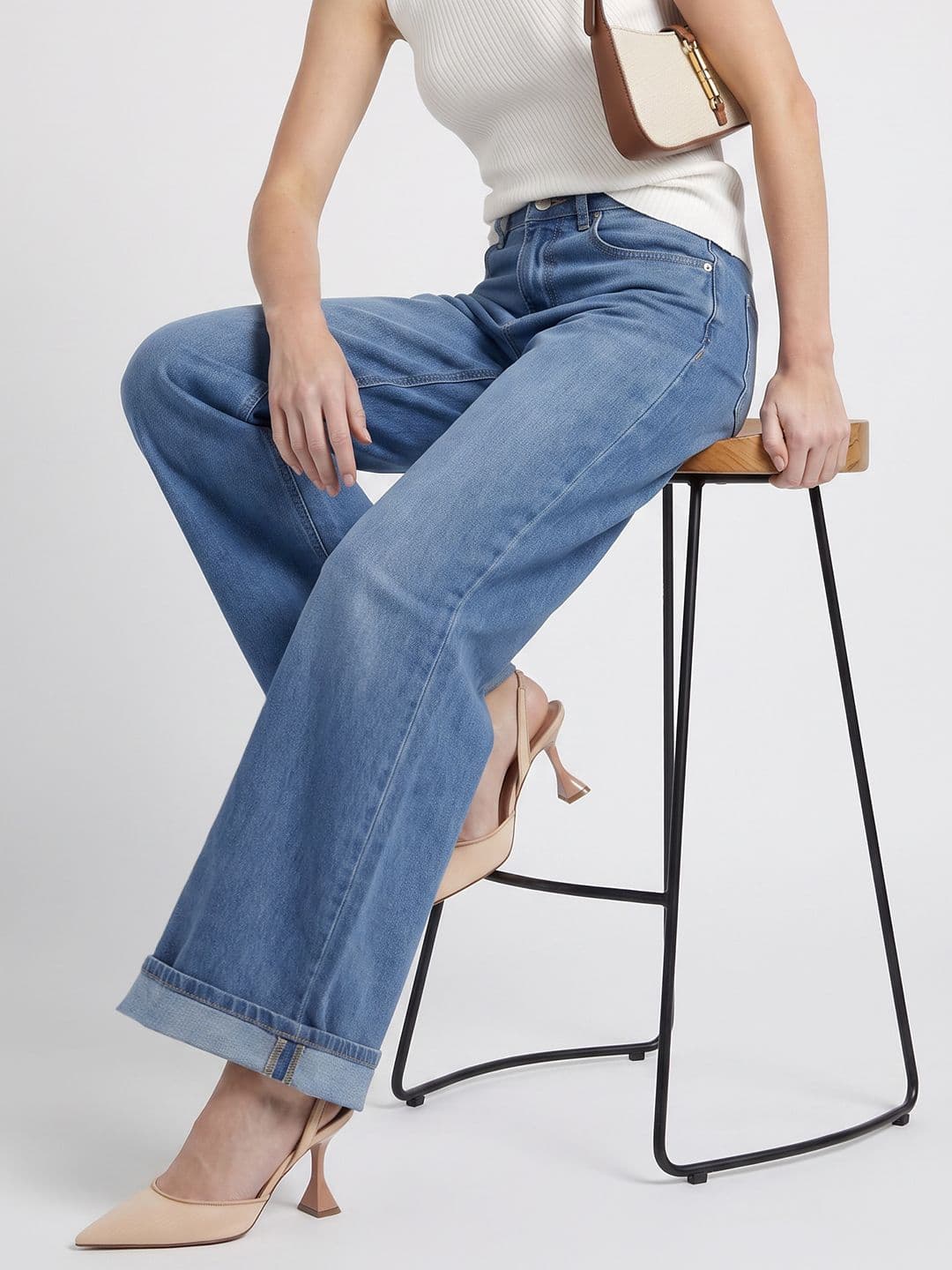 French Connection Women Wide Leg Fit Cuffed Hem High-Rise Jeans - view 1