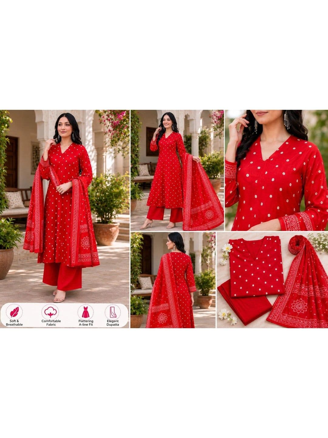 SANTOPERA DESIGNER Women Ethnic Motifs Printed Regular Kurta with Palazzos & With Dupatta thumbnail 2