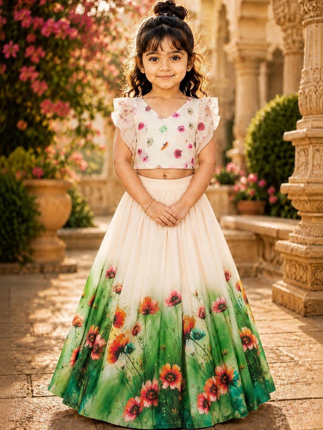 Sangria Girls Printed Ready to Wear Lehenga & - view 1