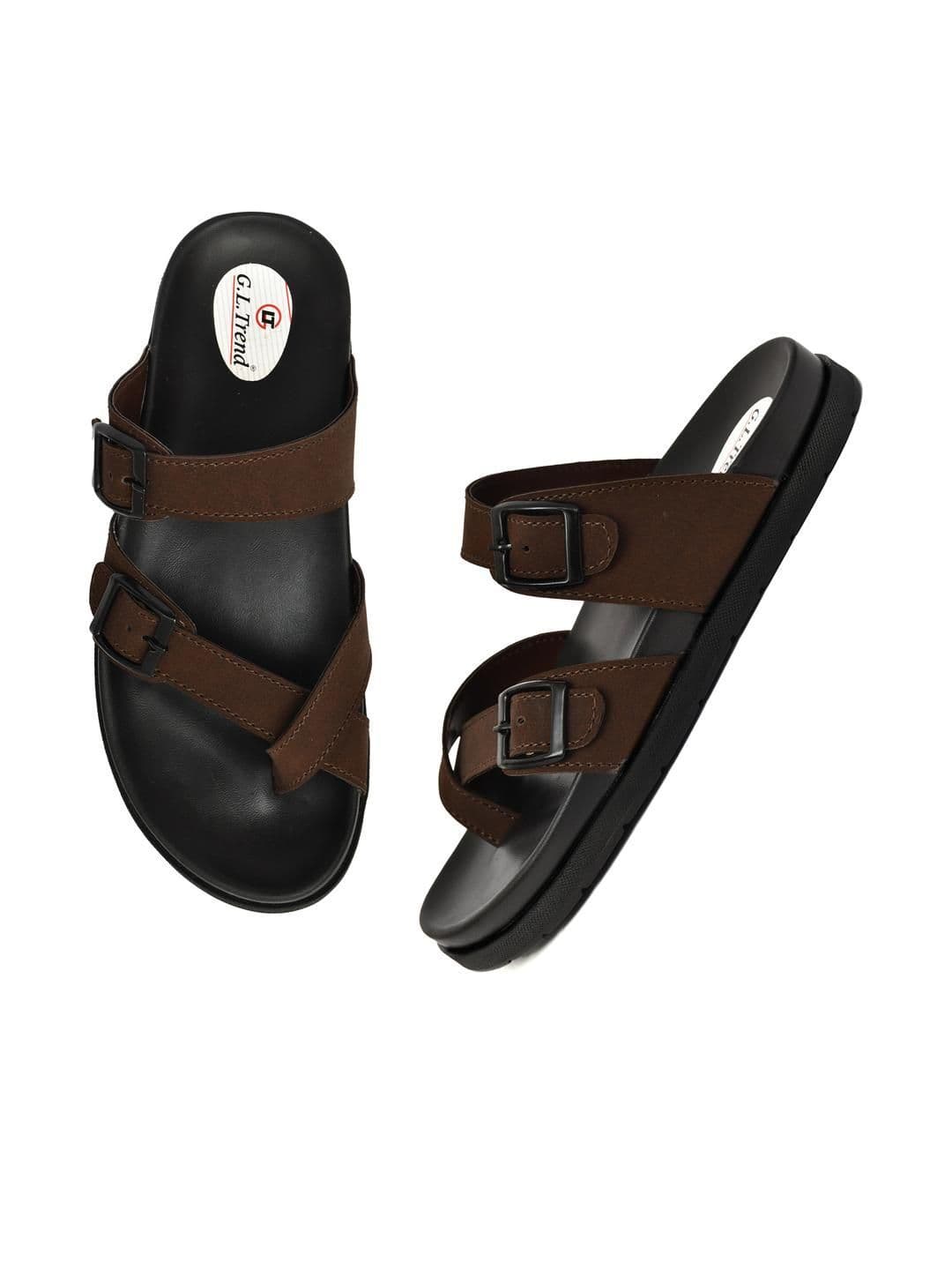 G L Trend Brown Leather Sandals thumbnail 2