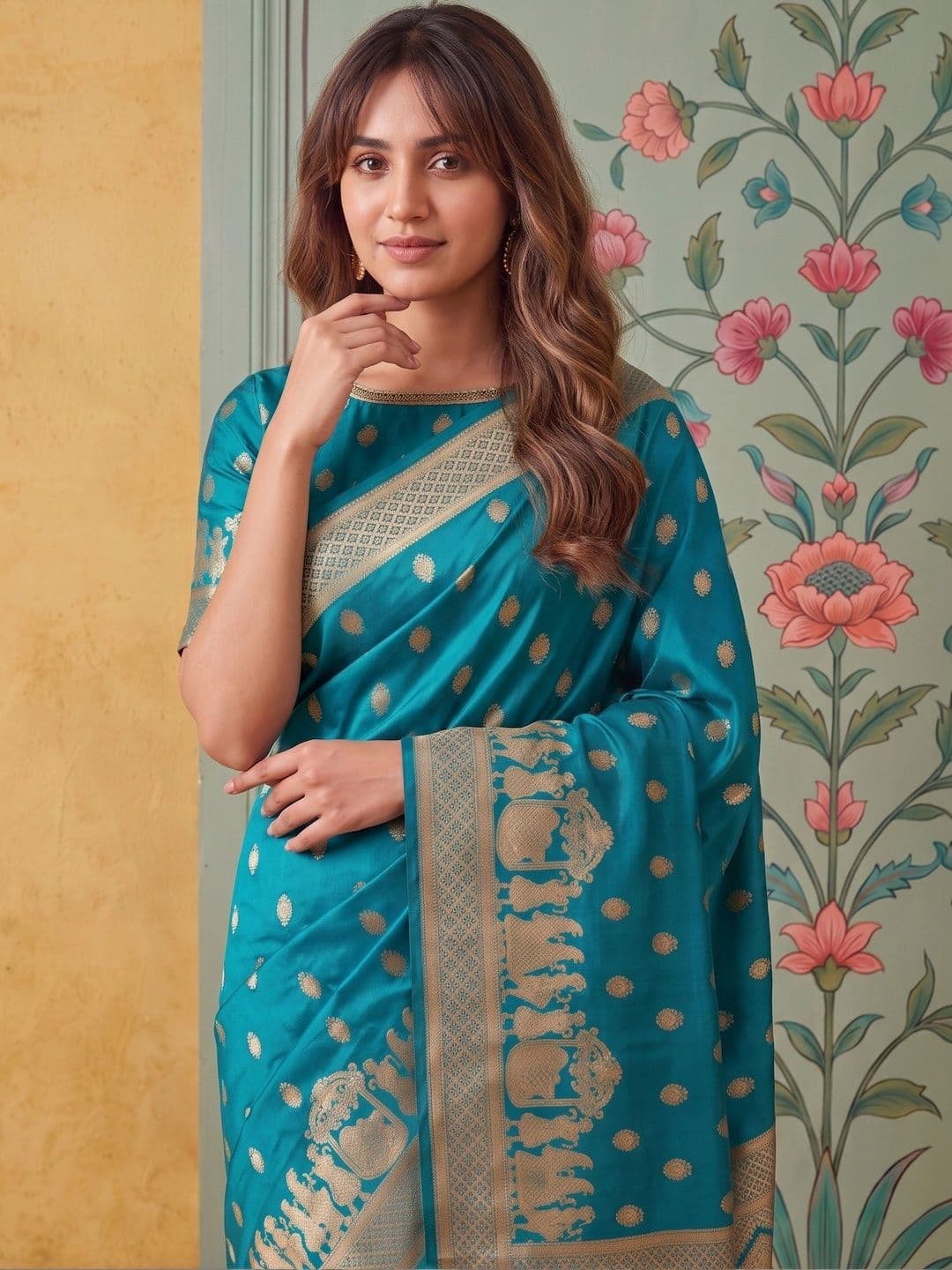 ROOP RADHIKA Woven Design Zari Silk Blend Designer Banarasi Saree thumbnail 5