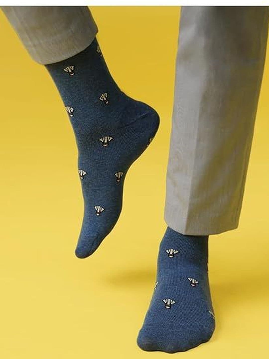 Activian Men Cotton Patterned Calf Length Socks - view 1