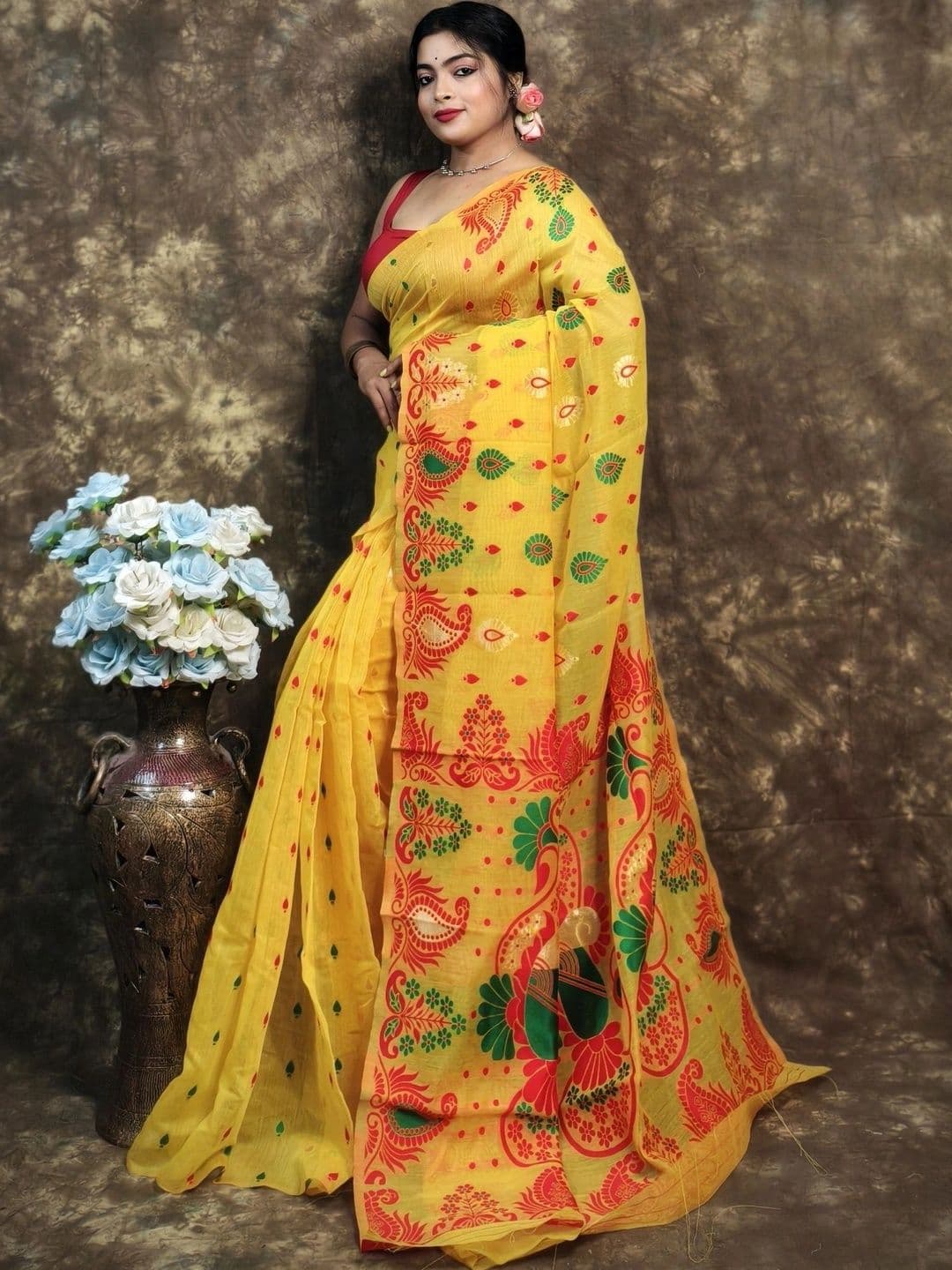 MRITTIKA LOOMS Paisley Pure Cotton Saree thumbnail 4