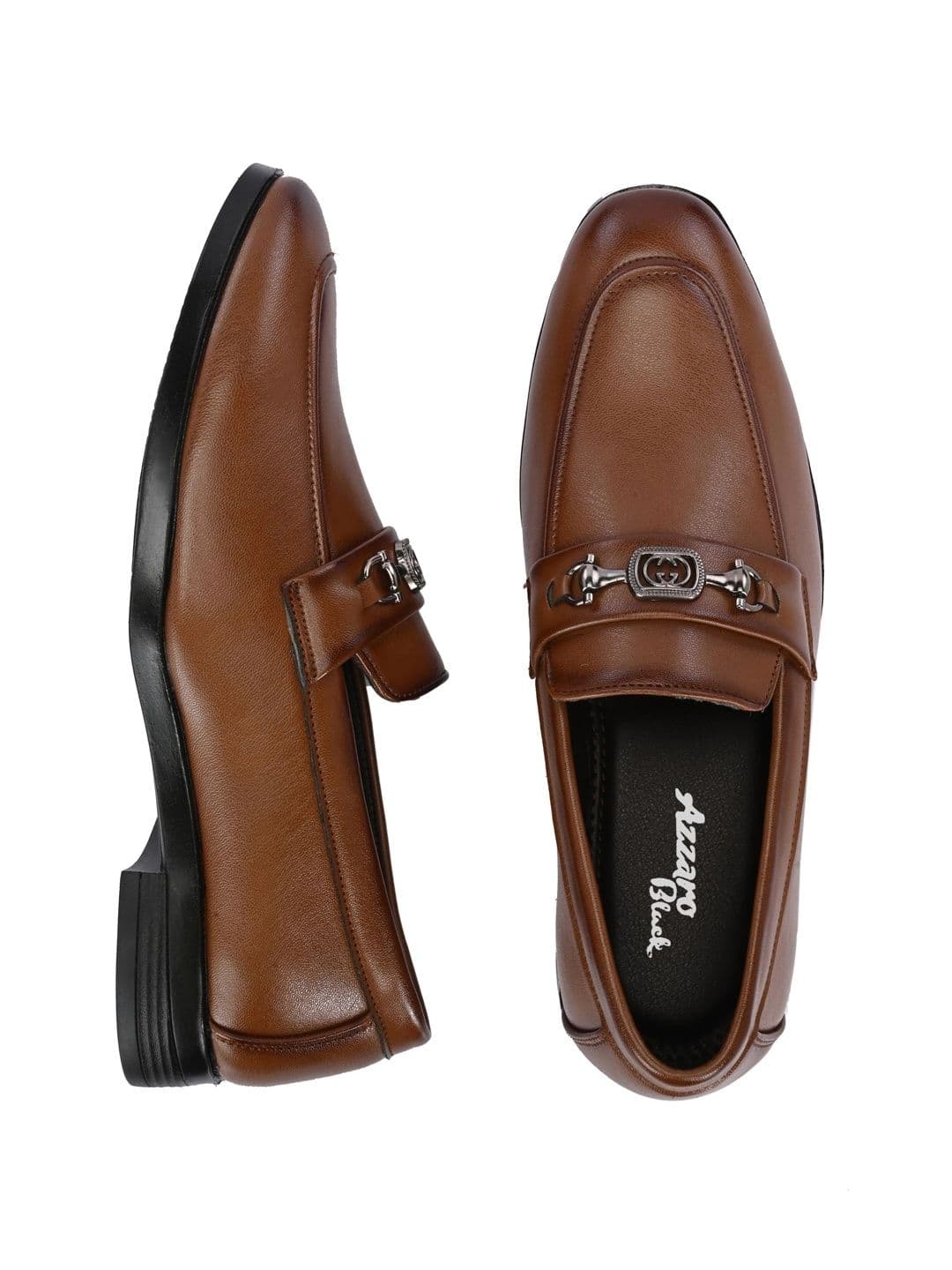 Azzaro Black Azzaro Men Synthetic Leather Round Toe Slip-On Formal Loafers thumbnail 3