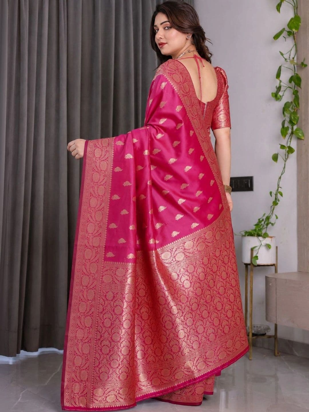 IKSHARA Zari Art Silk Banarasi Saree thumbnail 6