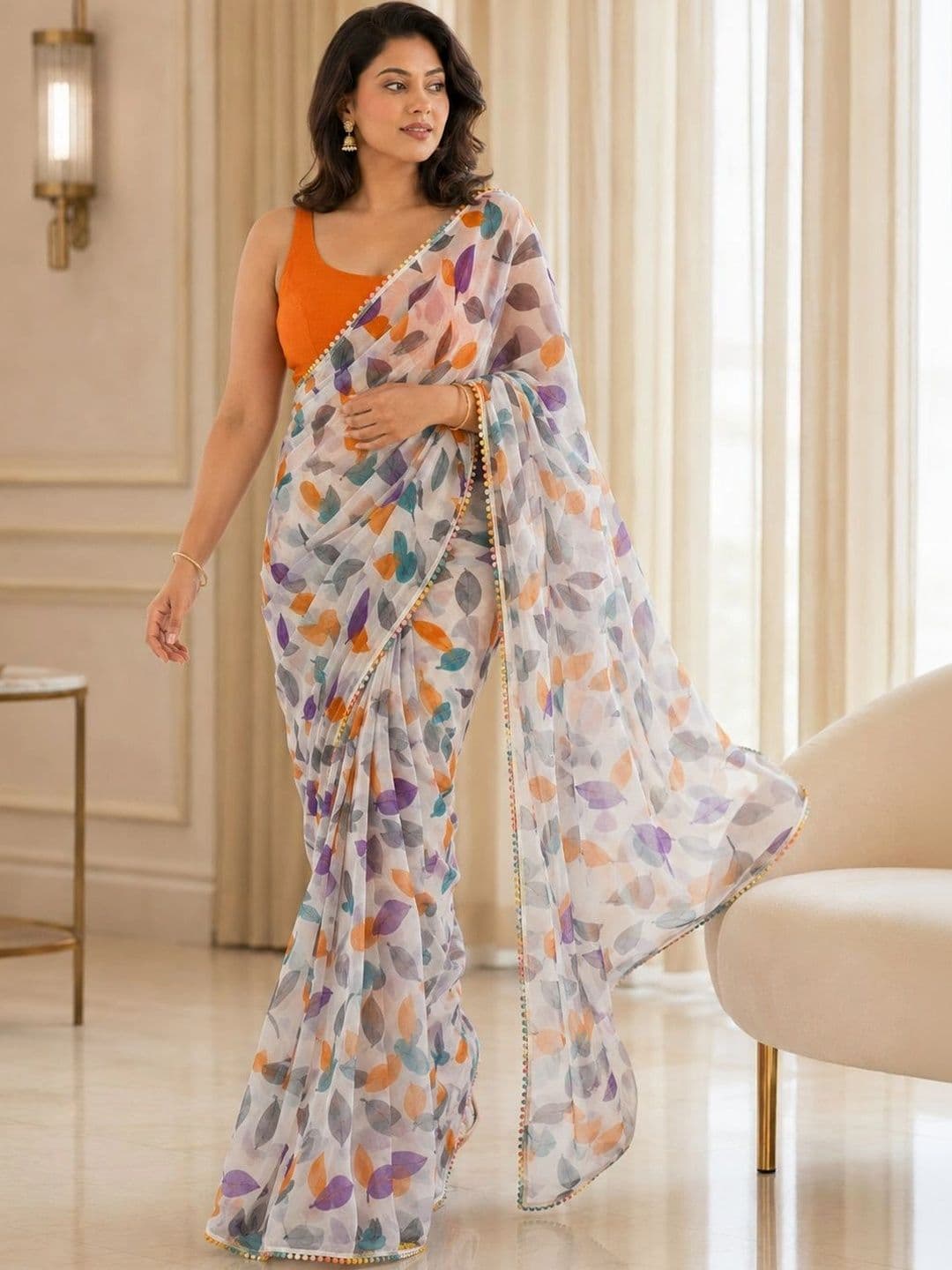 IKSHARA Pure Chiffon Saree thumbnail 5