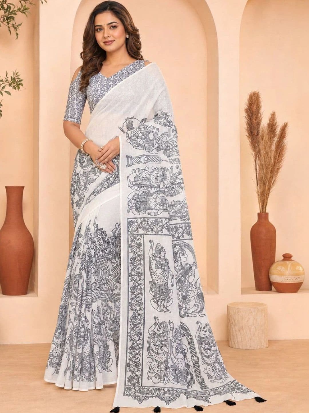 IKSHARA Kalamkari Fusion Saree thumbnail 3