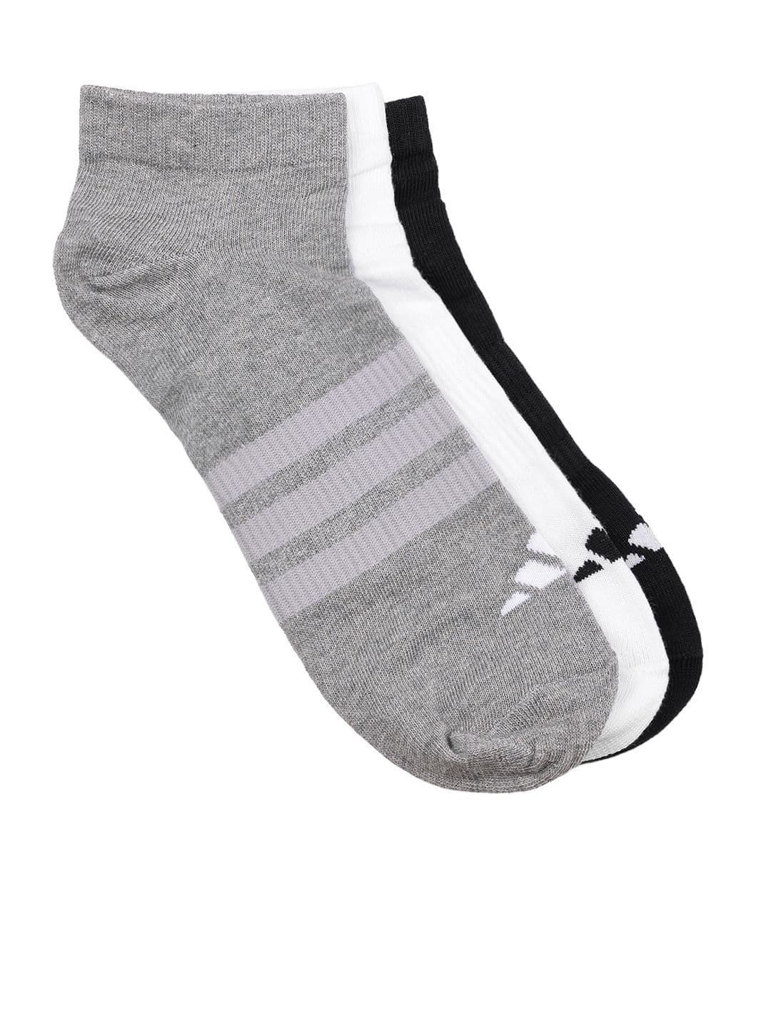 ADIDAS Unisex Pack of 3 Cotton Blend Striped Ankle Length Socks thumbnail 2