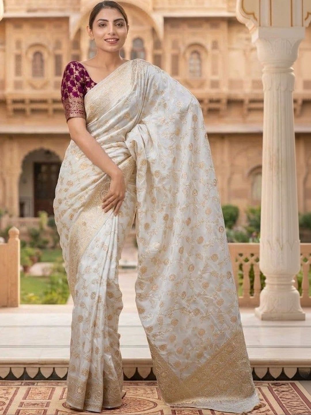 FINFOL Woven Design Zari Art Silk Banarasi Saree - view 1