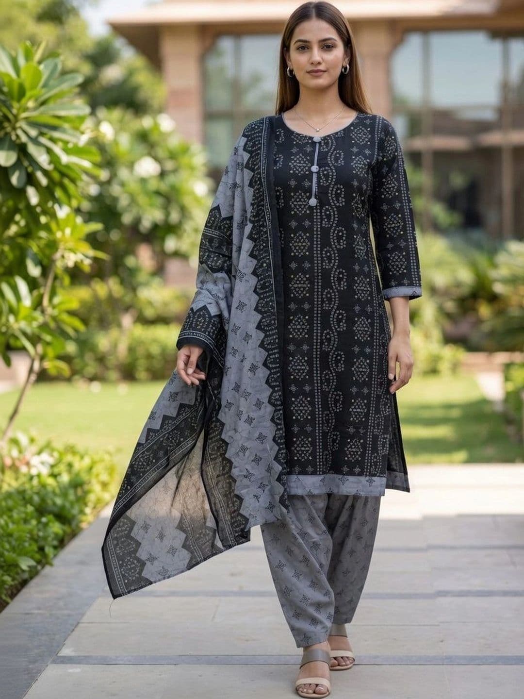 Rajnandini Women Ethnic Motifs Printed Regular Kurta with Patiala & With Dupatta - view 1