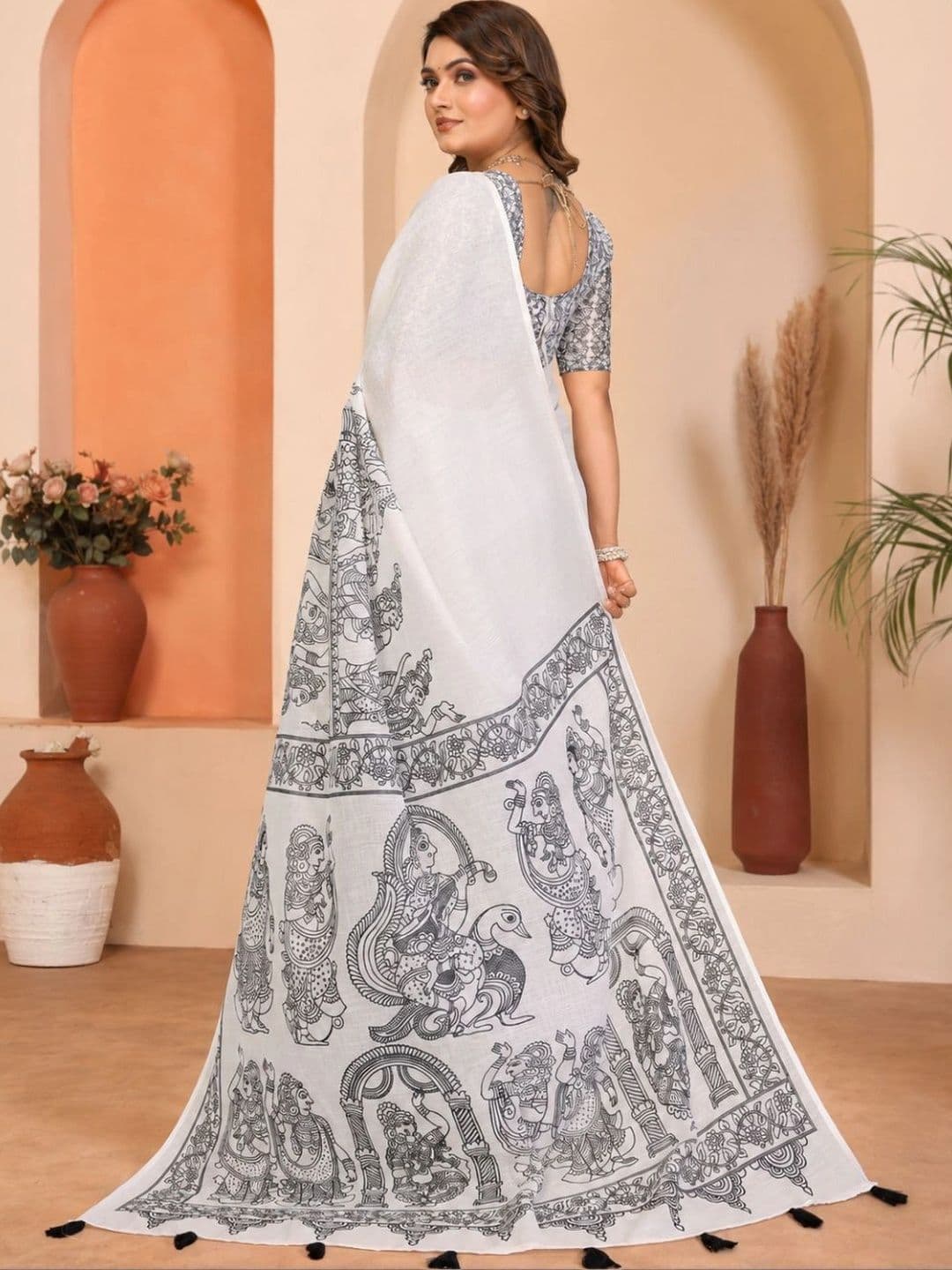 IKSHARA Kalamkari Fusion Saree thumbnail 6
