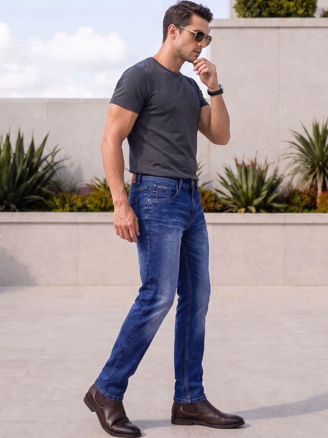 GEX Men Jean Relaxed Fit Mid-Rise Low Distress Jeans thumbnail 6