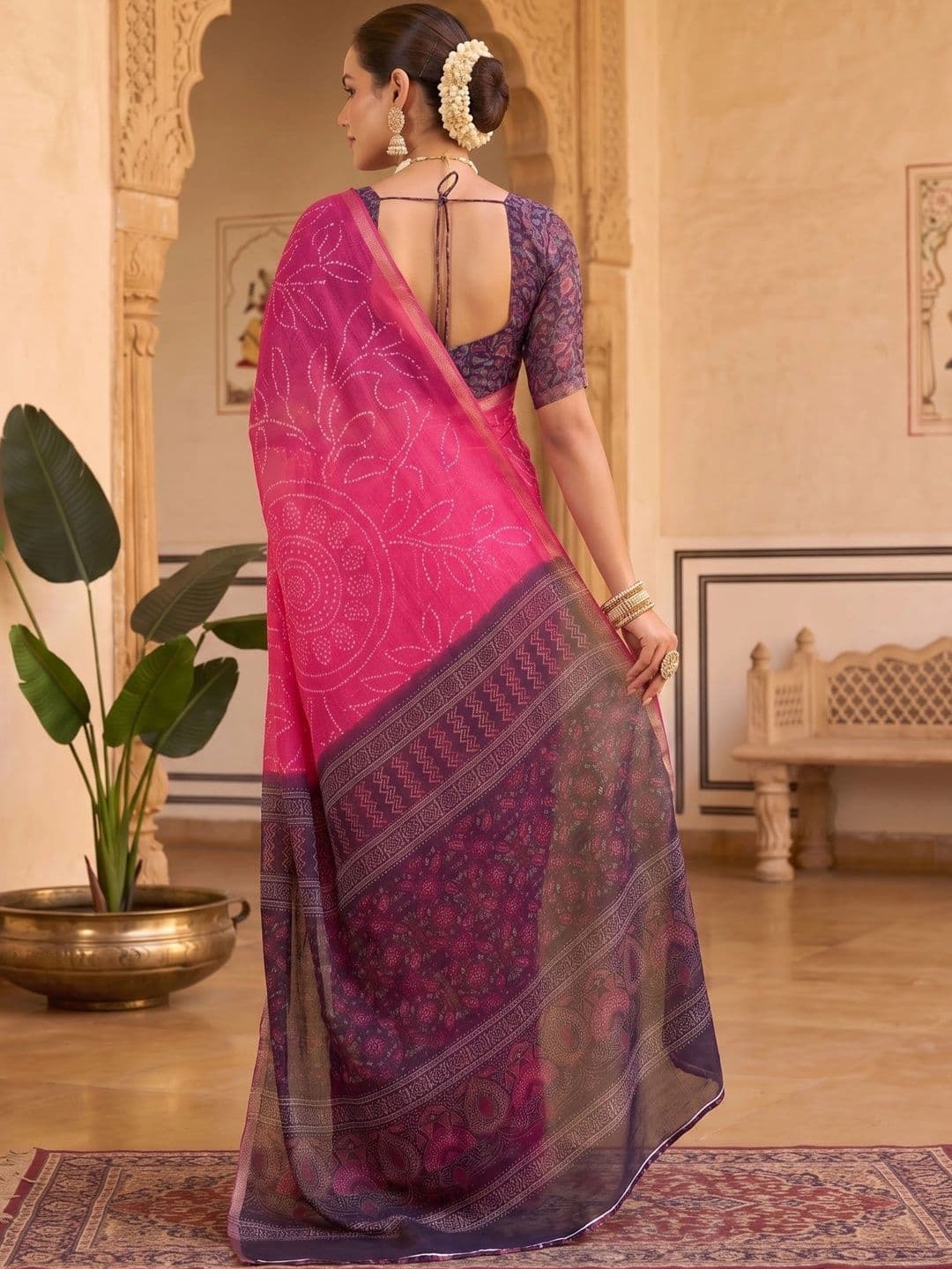 Sangria Bandhani Art Silk Designer Saree thumbnail 6