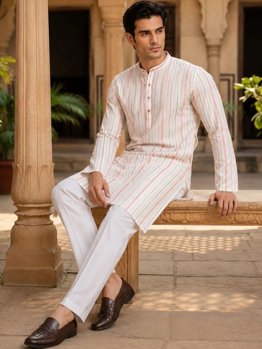 Anouk Men Cotton Striped Kurta thumbnail 6