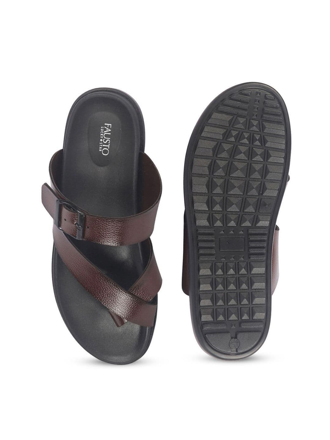 FAUSTO Men PU Comfort Brown  Toe Ring Kolhapuri Sandals thumbnail 5