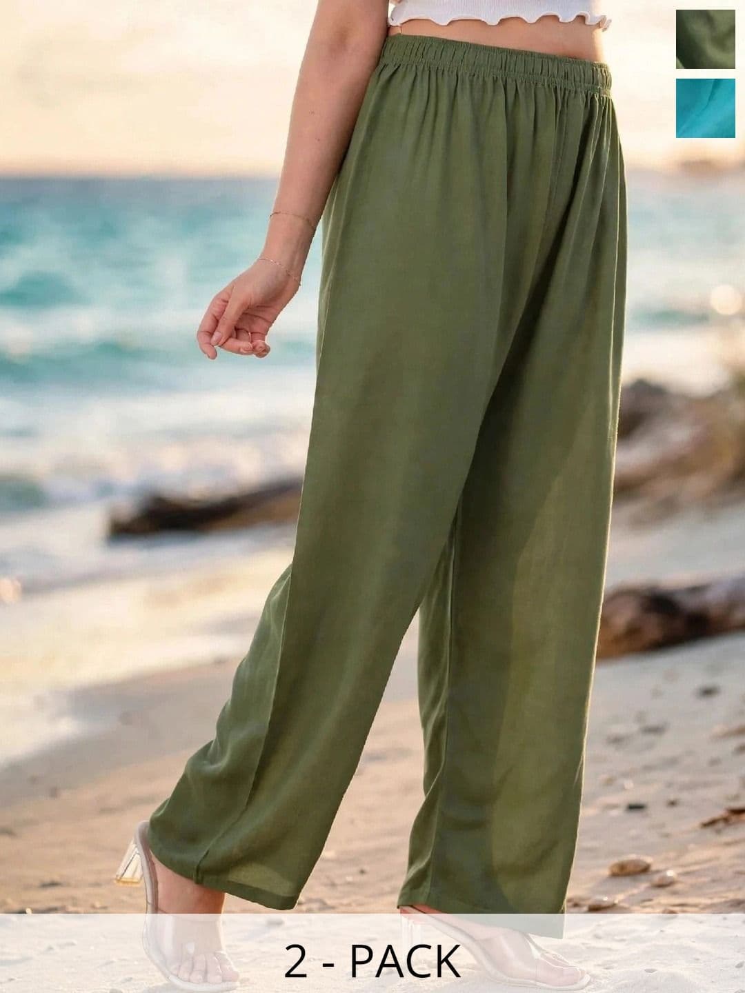 MICHAEL KOVLIN Women Pack of 2 Comfortable Trending Wide Leg Luxe Flared Palazzo - view 1