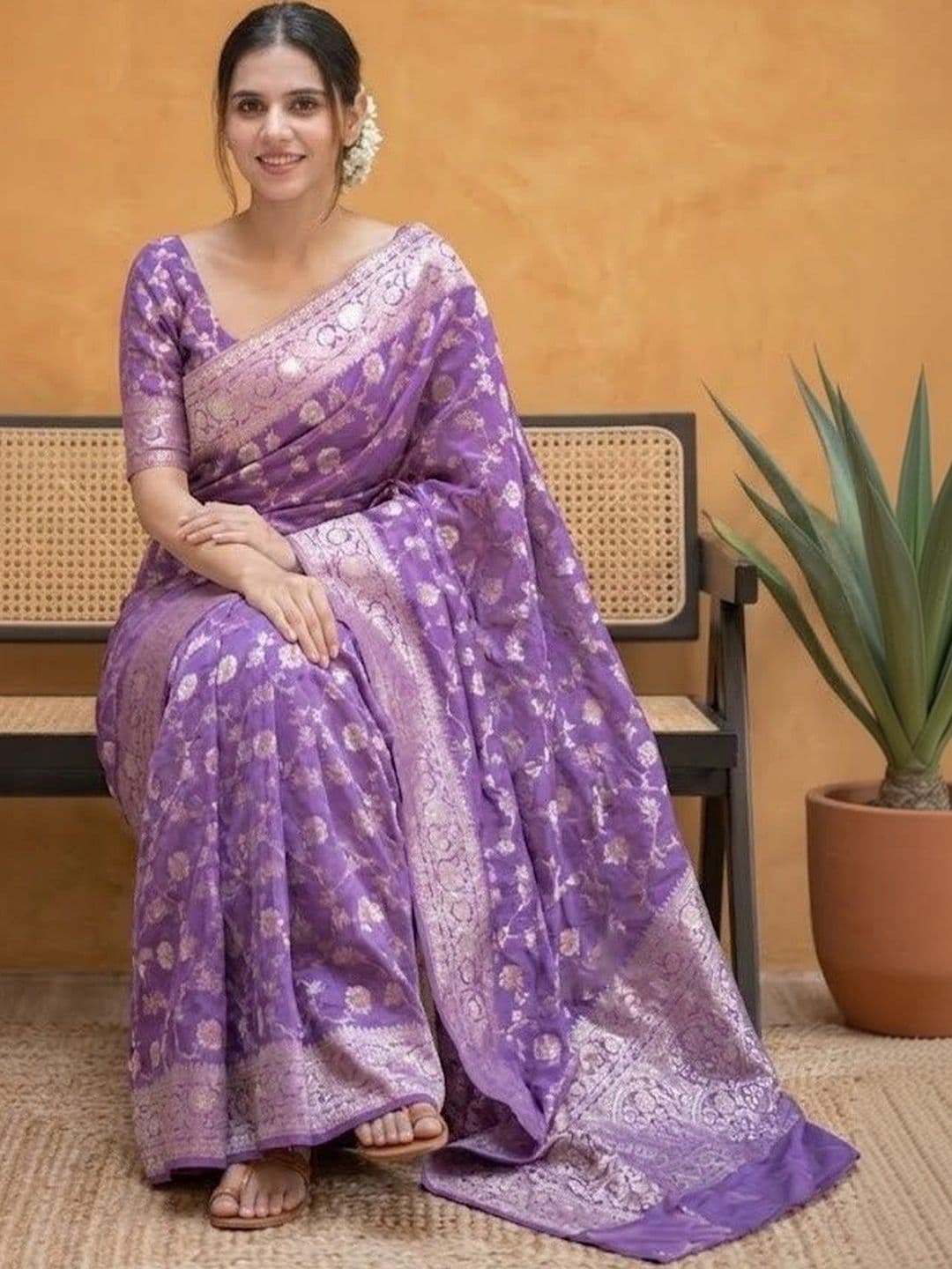 AwadhiCraft Woven Design Zari Art Silk Banarasi Saree thumbnail 5