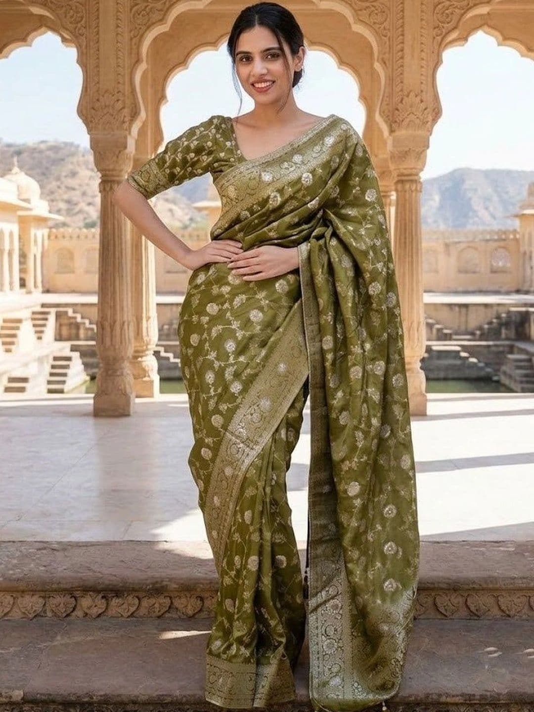 Bhagirath Fashion Woven Design Zari Art Silk Banarasi Saree - view 1
