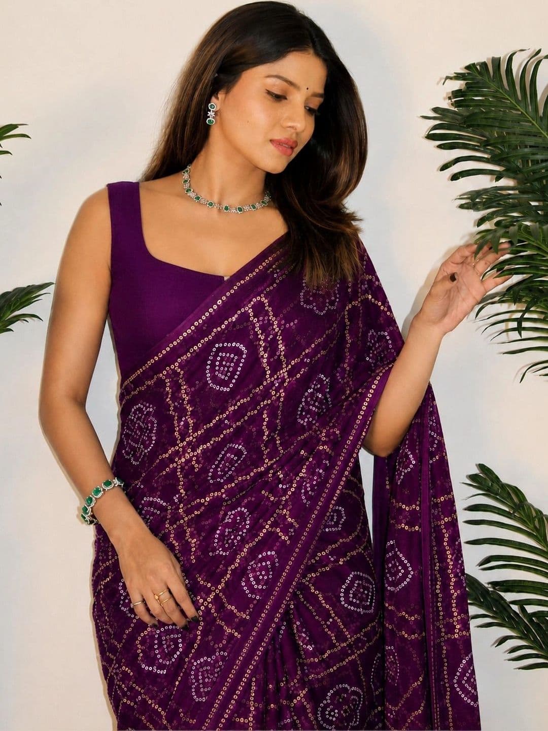 SANJANA  SILK SANJANA SILK Women Bandhani Pure Georgette Saree thumbnail 4