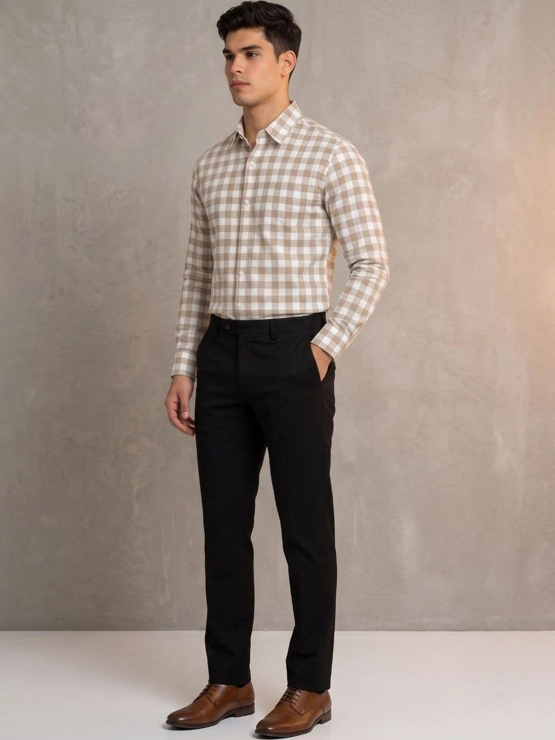 Studio-9 Men Classic Slim Fit Gingham Checks Checked Casual Shirt thumbnail 6