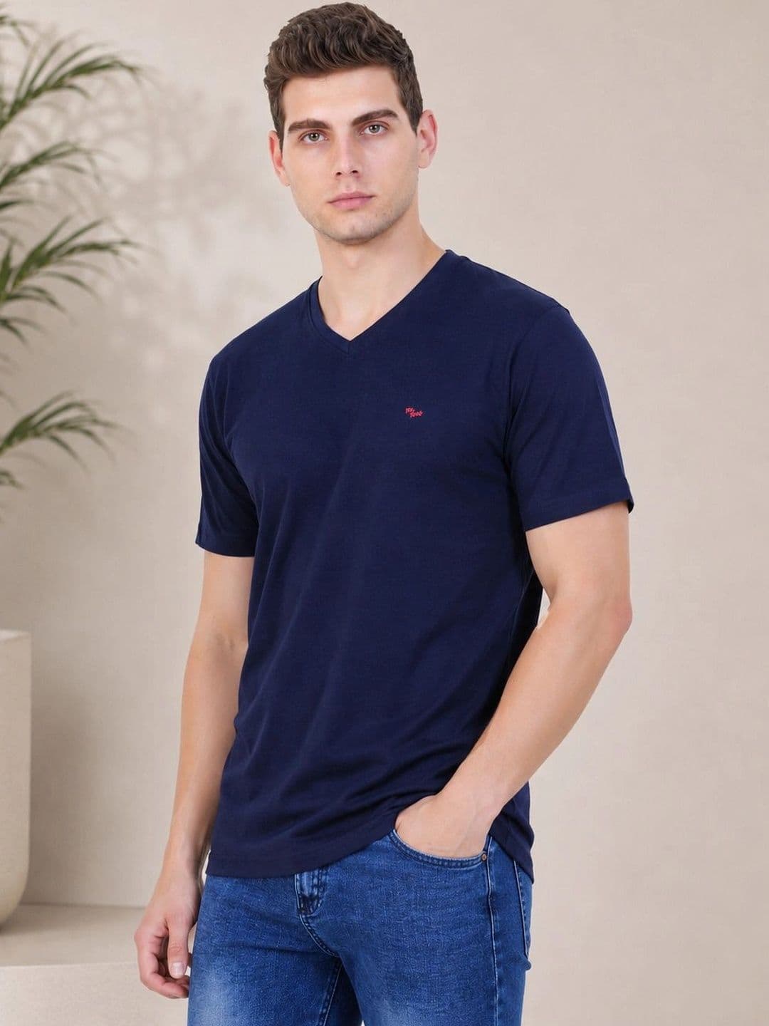 Exlan Men Cotton V-Neck T-shirt - view 1
