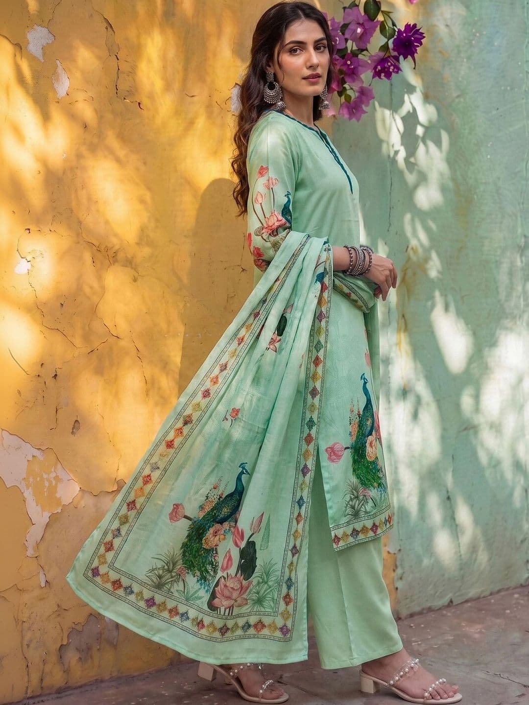 SASSIC Women Floral Printed Regular Kurta with Palazzos & With Dupatta thumbnail 7